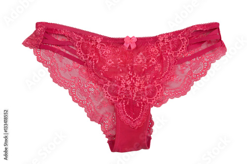 Red fishnet panties