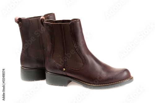 Brown female leather shoes