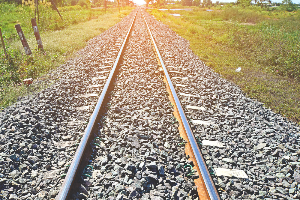 Straight rail train way Straight rail train way
