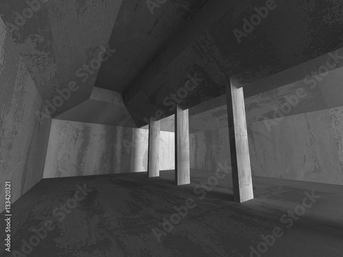 Dark concrete room interior. Abstract architecture industrial ba