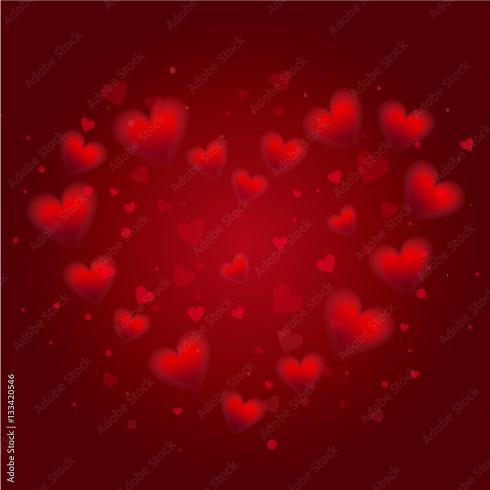 Valentines day. Big red heart of hearts on red background. Valentines background