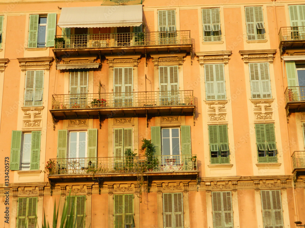 Old town architecture in Nice at sunset
