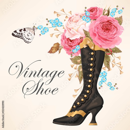 Vintage shoe with roses