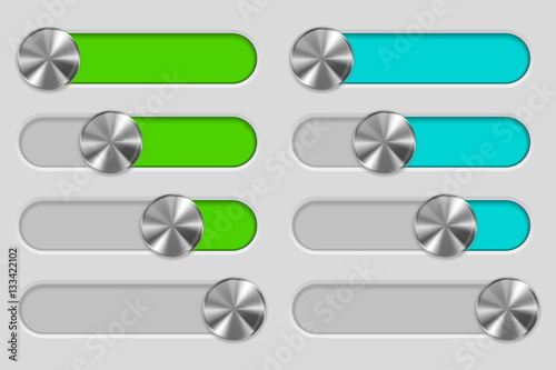 Web interface slider set. User interface control bar on gray background