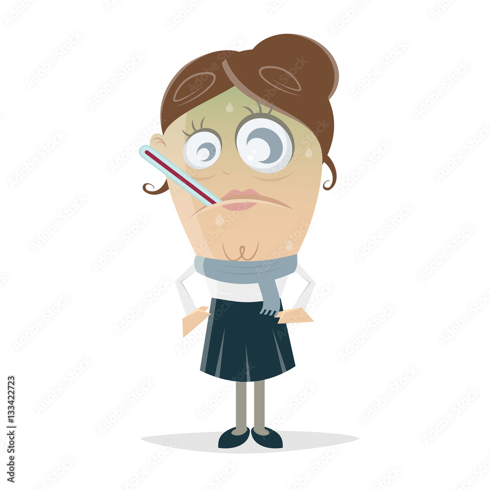 funny clipart of a sick woman