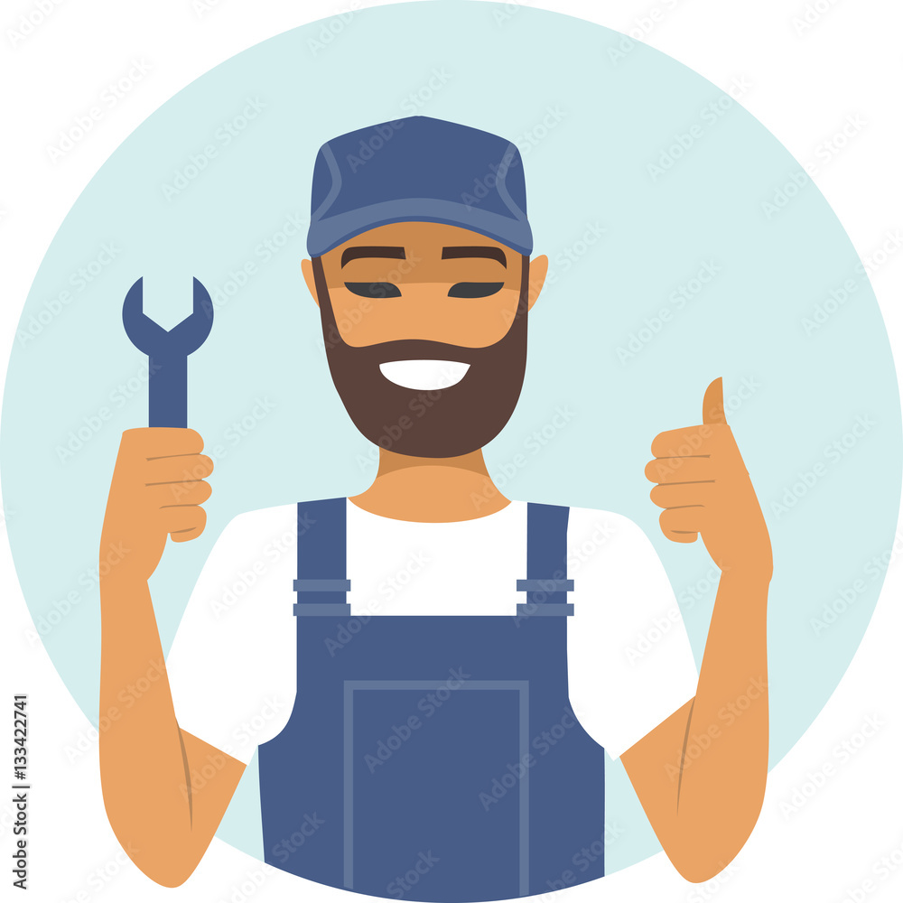 Handyman character thumbs up