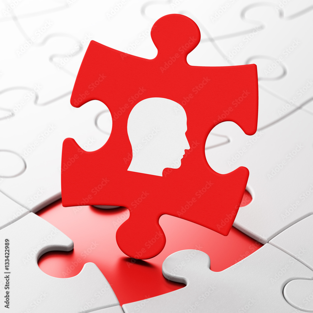 Data concept: Head on puzzle background Data concept: Head on puzzle background