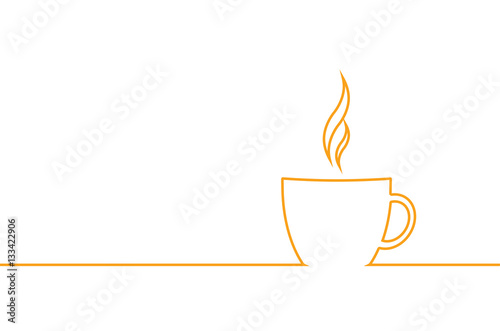 Simple flat line designe a cup of coffee. Isolated vector illustration with copy space