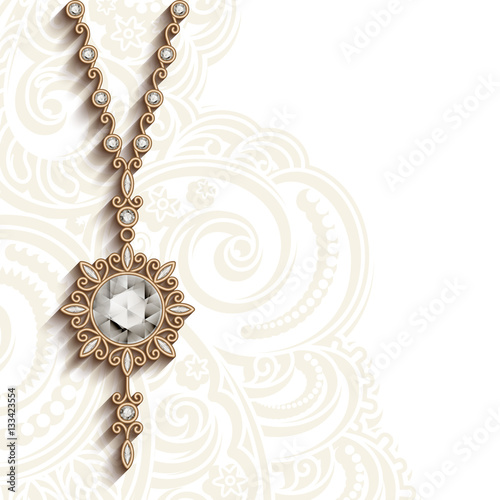 Vintage jewelry gold pendant with diamonds