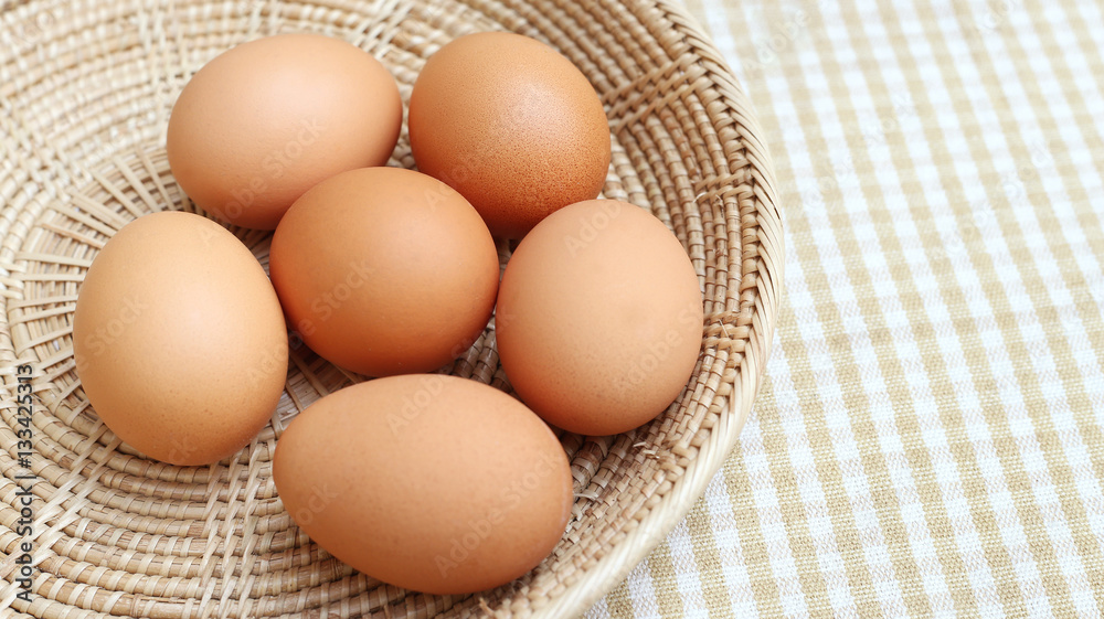 Close up Eggs Chicken on wooden basket 3 Close up Eggs Chicken on wooden basket 3