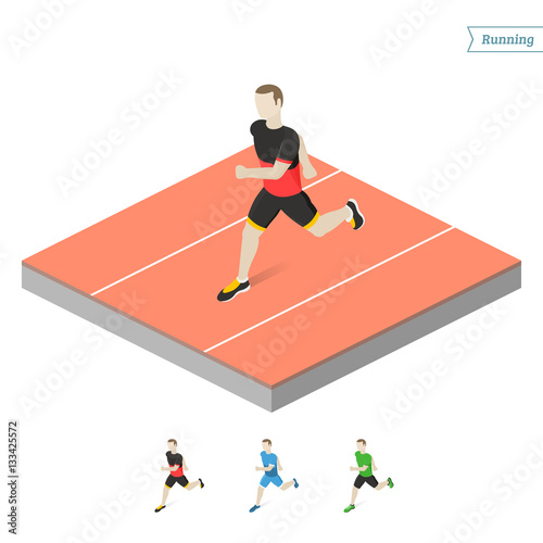 Running man. Isometric view. Vector illustration.