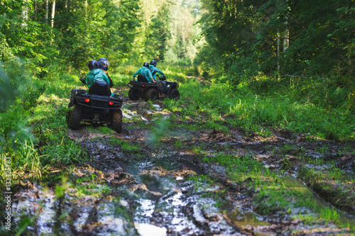 Summer Activities for adults - a trip on quad bikes on the dirty road. 