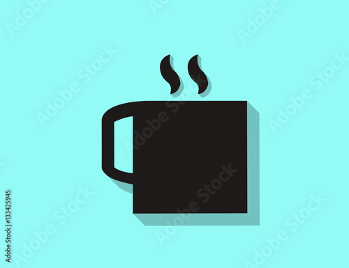 Vector flat modern hot drink cup with long shadow effect