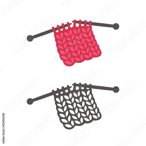 Knitting with needles illustration