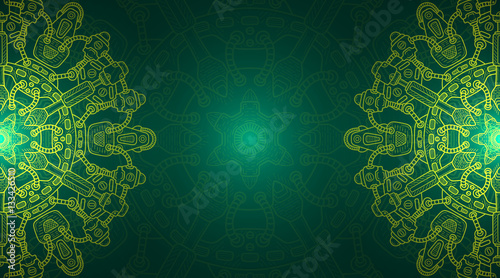 Banner with steampunk design elements. Steam mechanic elements. Steampunk ornament background. Vector illustration.