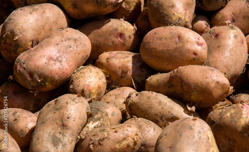 potatoes on the market as a background
