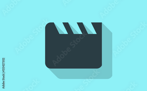 Vector flat video movie clapper board with long shadow