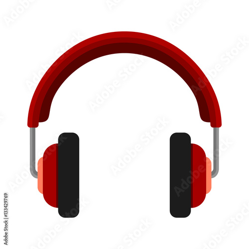 Vector headphones icon. Flat design vector illustration concept for web banner, mobile. graphic red headphones. isolated on  background