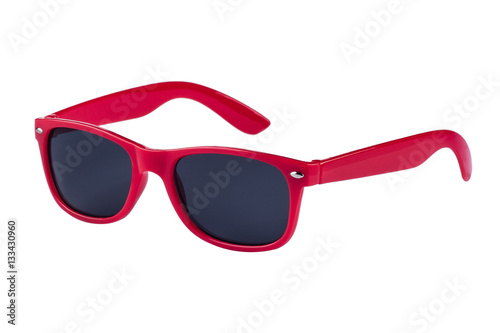 Modern sunglasses isolated on white background with copy space. Product photograph with room for text. photo