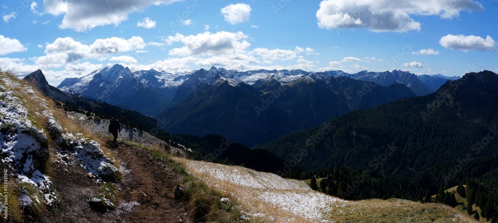 Panorama Aussicht am Friedrich August Weg mit Col Rodella