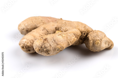 fresh ginger on white background