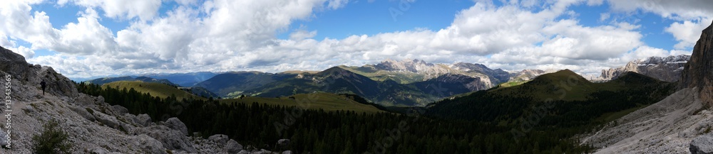 Grödner Tal Panorama von Seiser Alm bis Mont de Seura