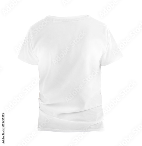 Back view of t-shirt on white background