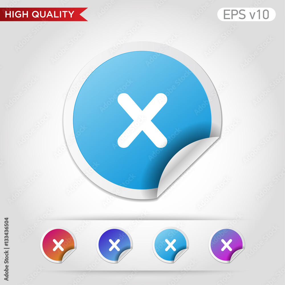Fototapeta premium Colored icon or button of cross or delete symbol with background
