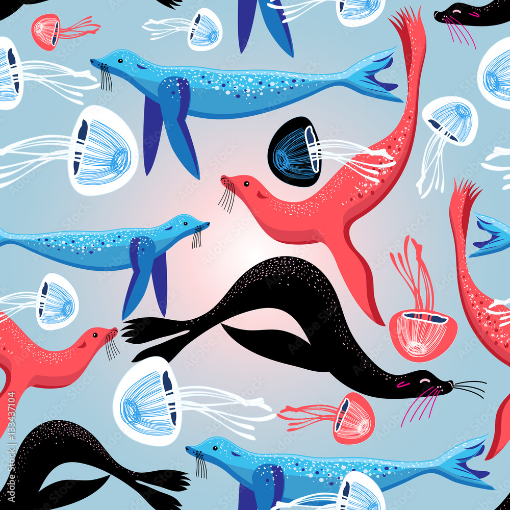 Fototapeta premium Bright pattern seals