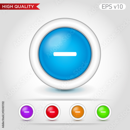 Colored icon or button of minus symbol with background