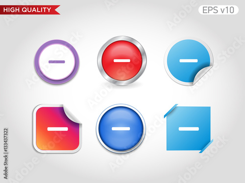 Colored icon or button of minus symbol with background