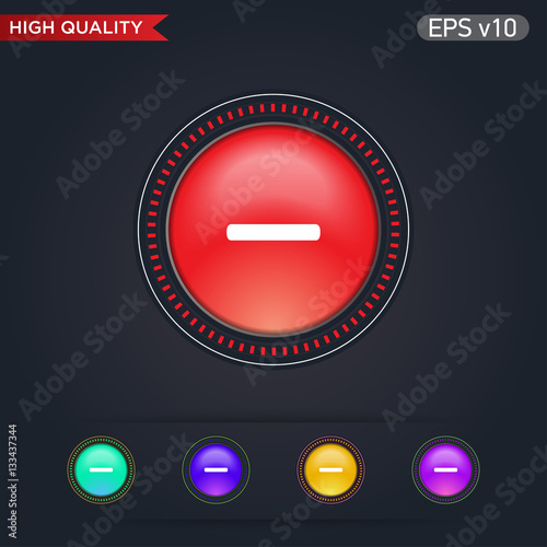 Colored icon or button of minus symbol with background