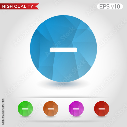 Colored icon or button of minus symbol with background