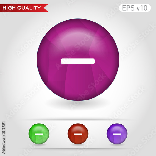 Colored icon or button of minus symbol with background