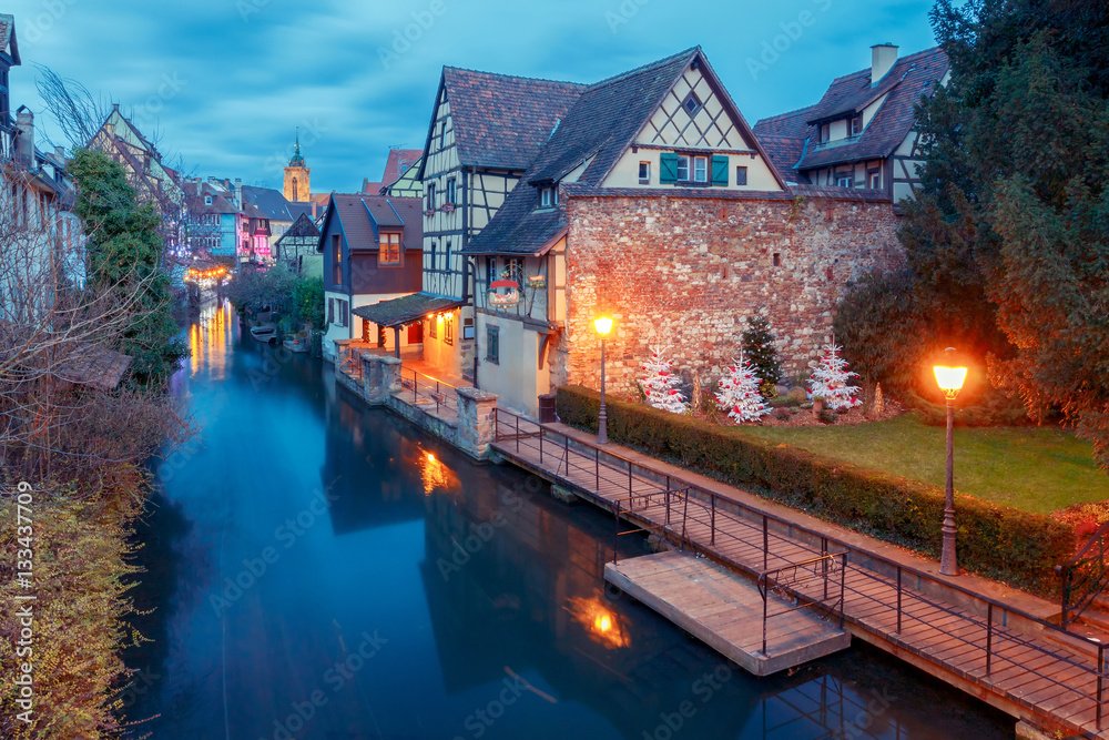 Colmar. City Canal on the sunset..
