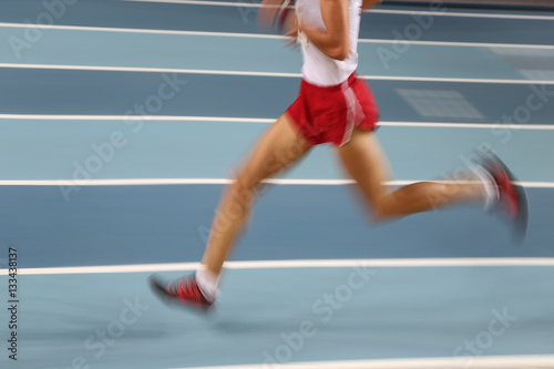 Blured athletes running