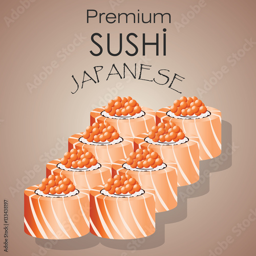 Philadelphia sushi flat food and japanese seafood. Roll with salmon. Asia restaurant delicious