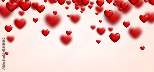 Valentine's love banner with hearts.