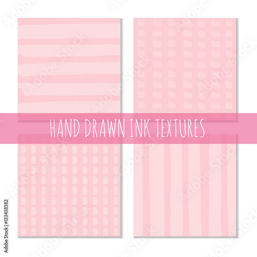 Set of 4 Ink hand drawn pattern