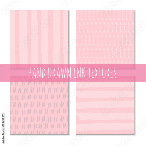 Set of 4 Ink hand drawn pattern