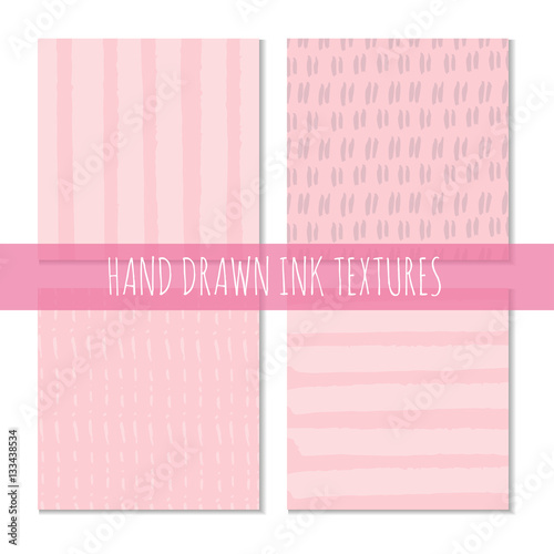 Set of 4 Ink hand drawn pattern