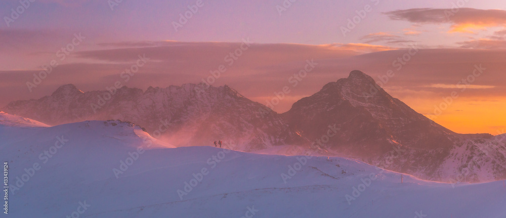 Sunset on Kasprowy Wierch 8.01.2017, View of Krivan, Tatra Mountains