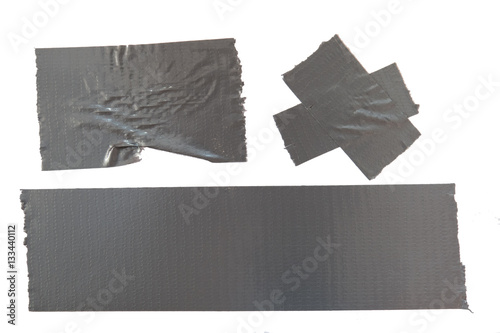 Set of used gray duct tape pieces