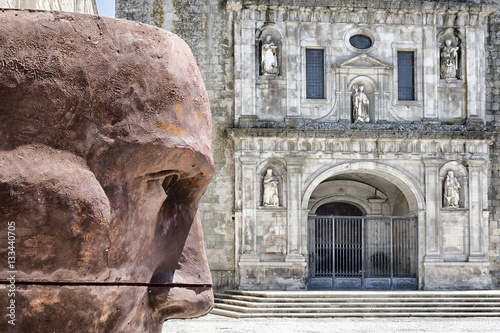 Viseu, Beira, Portugal, July 20, 2016: Viseu cathedral facade. July 20, 2016 in Viseu, Portugal