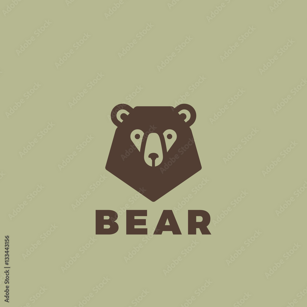 Naklejka premium Projektowanie Logo głowa niedźwiedzia. Vintage plakaty odznaki elementu zwierzęcego