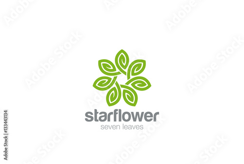 Leaves Star Flower Logo Infinity loop. Eco Natural Organic icon