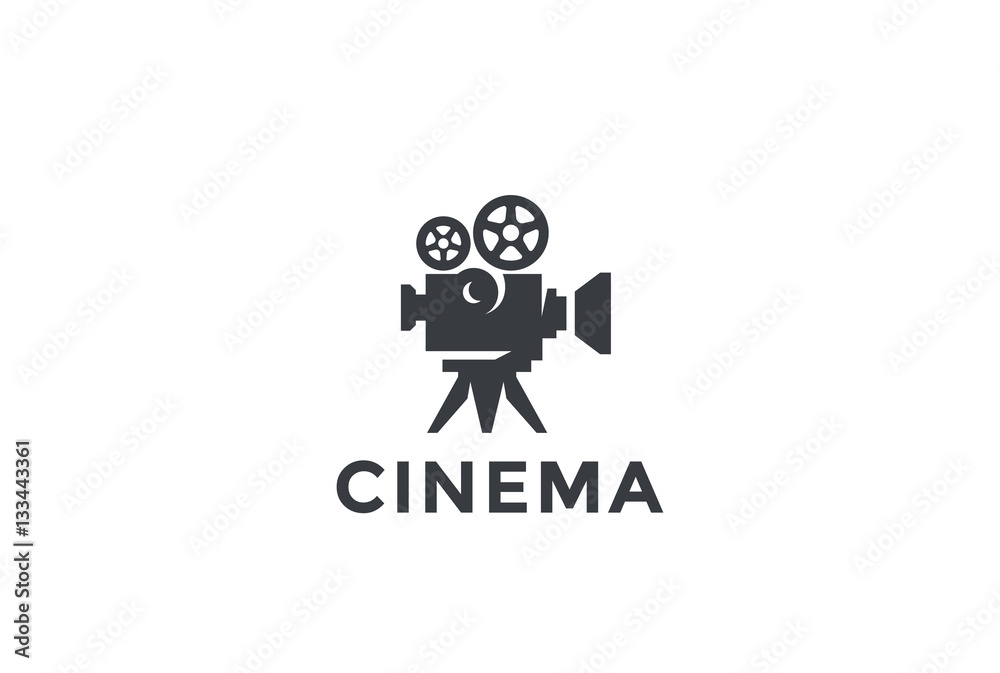 Naklejka premium Cinema Old classic Camera Logo design. Film Video company icon
