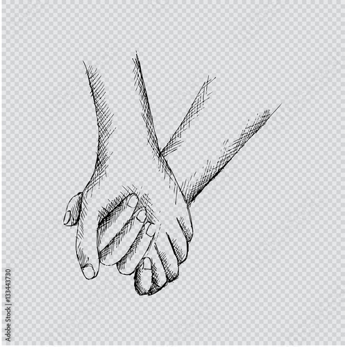 hand sketch holding hands