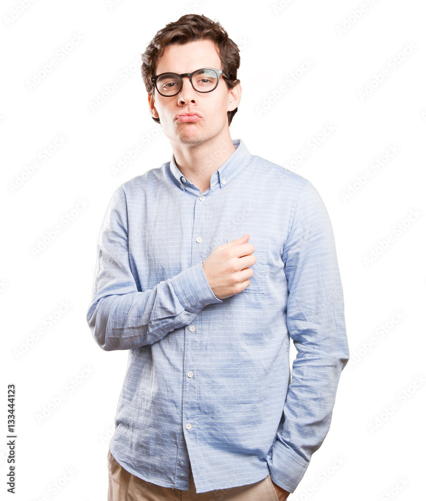 Funny young man doing a seductive gesture Funny young man doing a seductive gesture