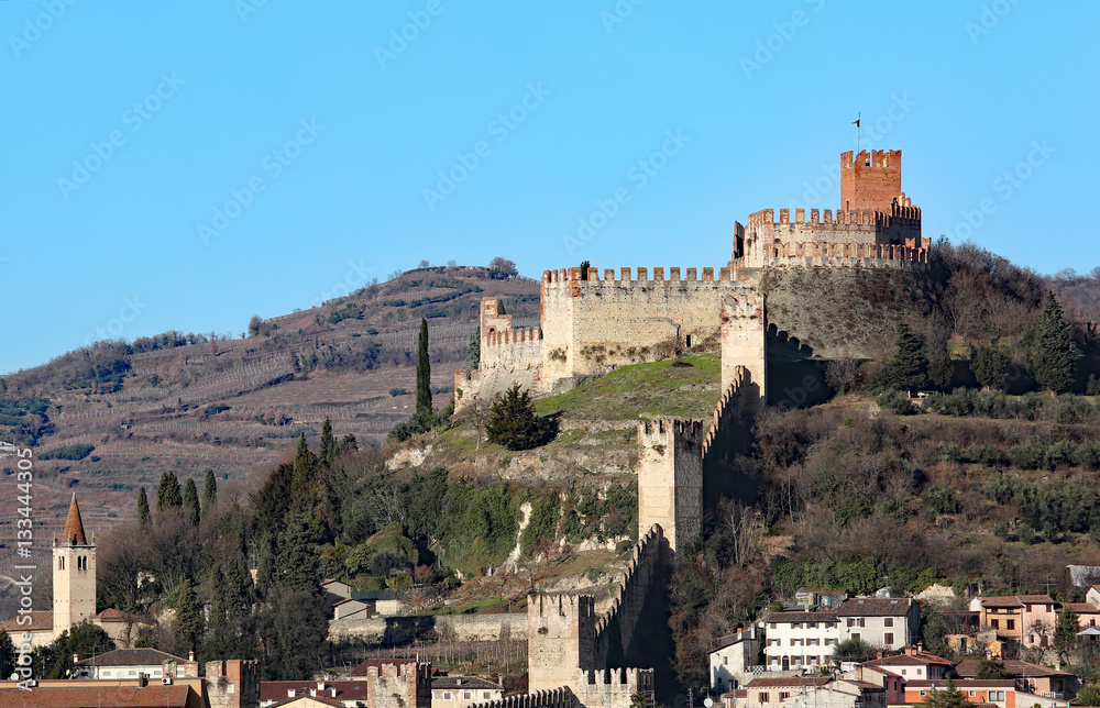 fantastic view of the Castle of Soave in Italy